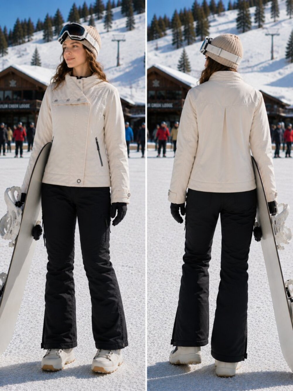 Betty Rides White Softshell Jacket Fleece Lined Snap Detail Snowboard Coat S